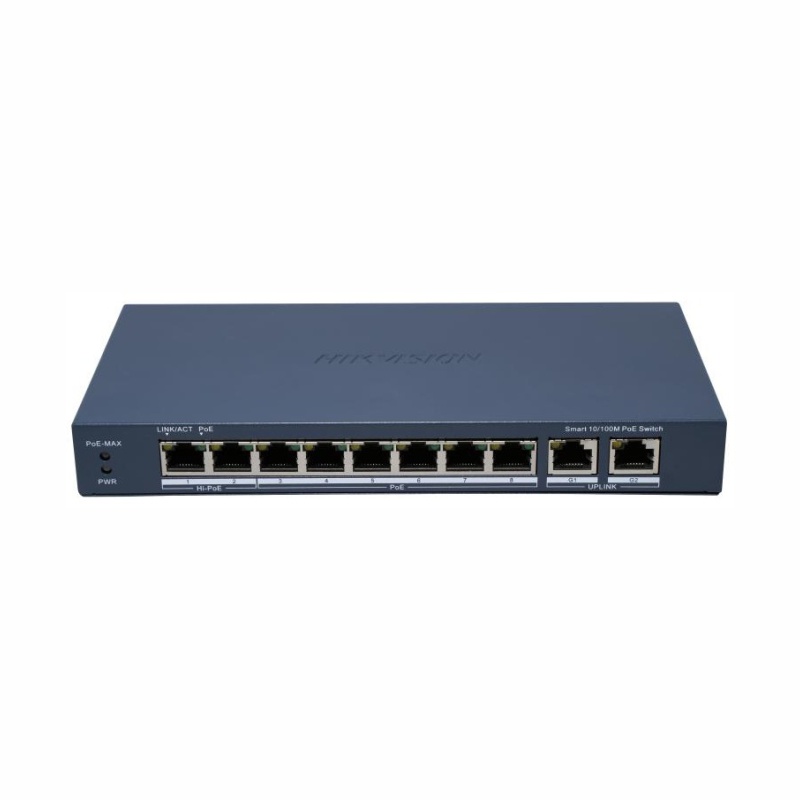 Hikvision DS-3E1310HP-EI(B) - 6+2+2 portový PoE switch 10/100/1000 Mbps (RJ45) manažovateľný